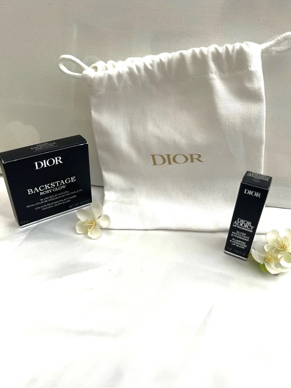 New Dior Rosewood Glow Gift Set Rosy Blush #012, Lip Maximizer & Drawstring Pouc